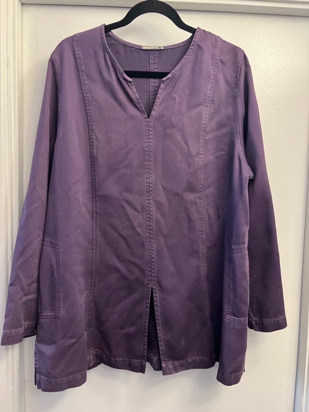 Democracy Purple Long Sleeve V-Neck Tunic w/Pockets Made in the USA Size Large